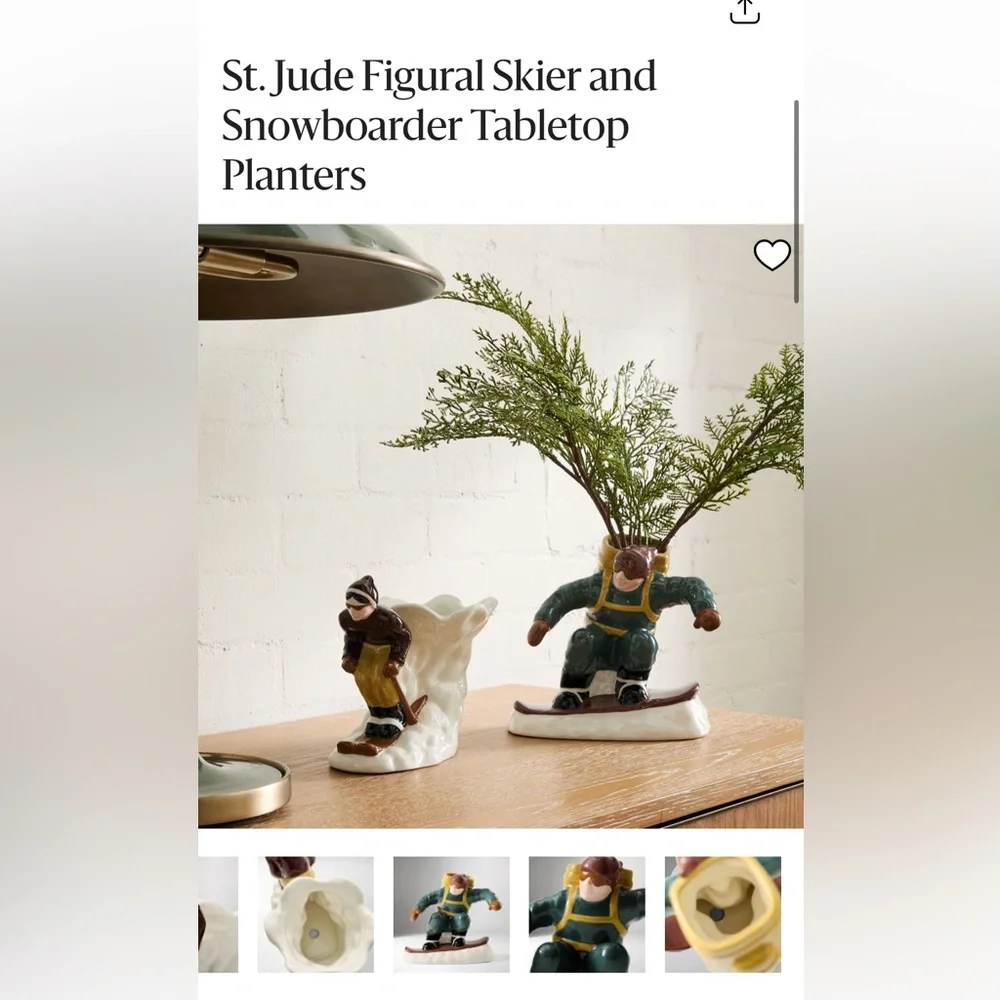 West Elm Ceramic Snowboarder Vase, brand new, separate or in set